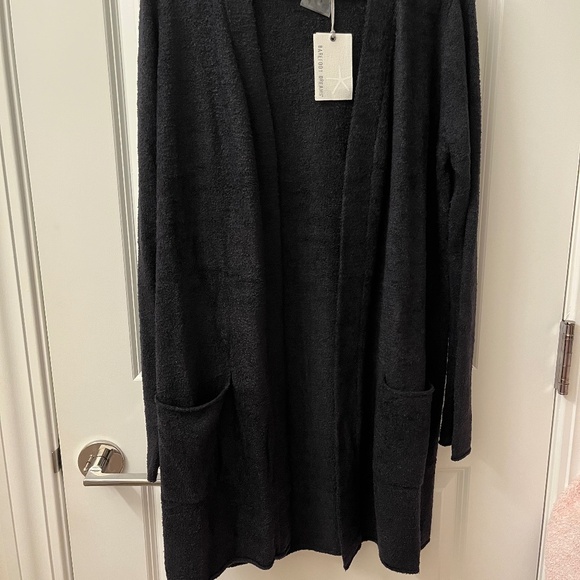 Barefoot Dreams Black Cozy Chic Lite Long Cardigan Size M NWT - Picture 1 of 10